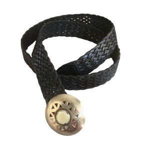 Chicos Black Braided Leather Southwest Belt Size Medium